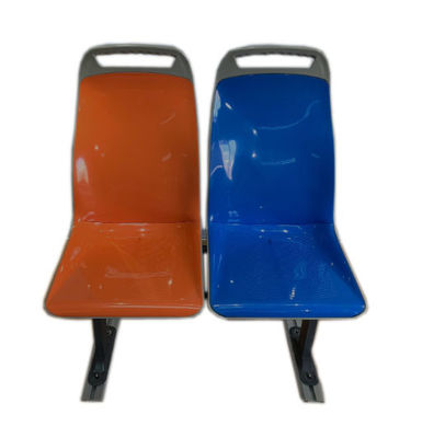 Eenvoudige dubbele stadsbusstoel Oranje Blauw Publieke busstoelen ABS Plastic